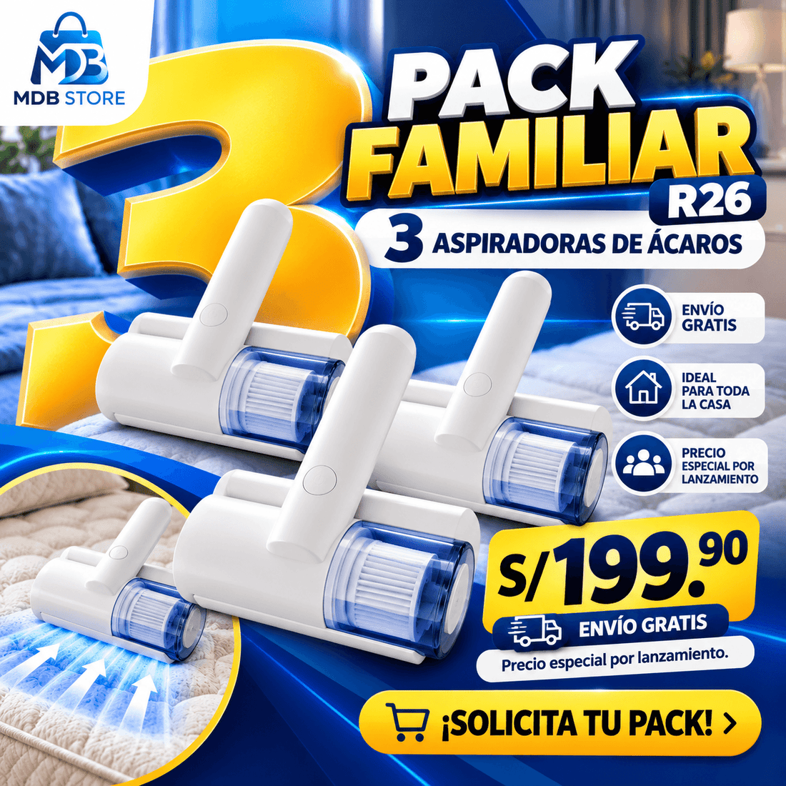 Pack Familiar R26 – 3 Aspiradoras para Ácaros