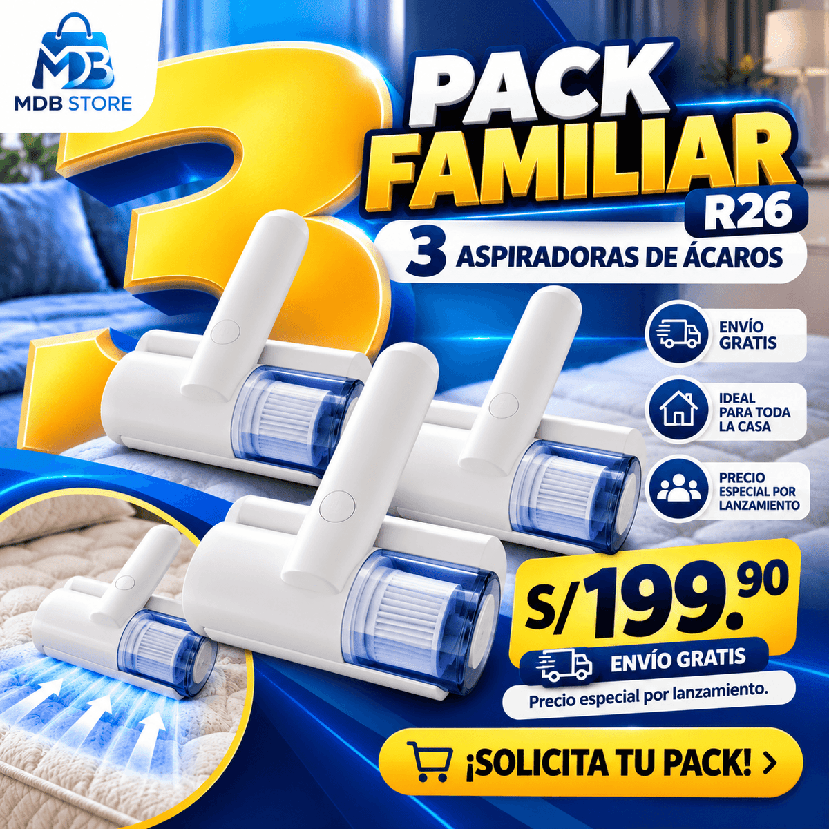 Pack Familiar R26 – 3 Aspiradoras para Ácaros